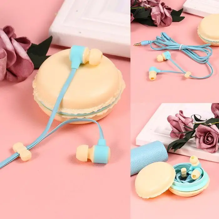 COOCHEER 3 5 мм наушники вкладыши с портативный Macaron чехол наборы Earbud шкаф для хранения