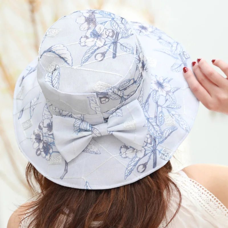 Летняя шляпа для рыбалки с принтом ленточки - женские повседневные ведра из органзы для взрослых с плоской складкой и складываемыми дамскими рыбаками.