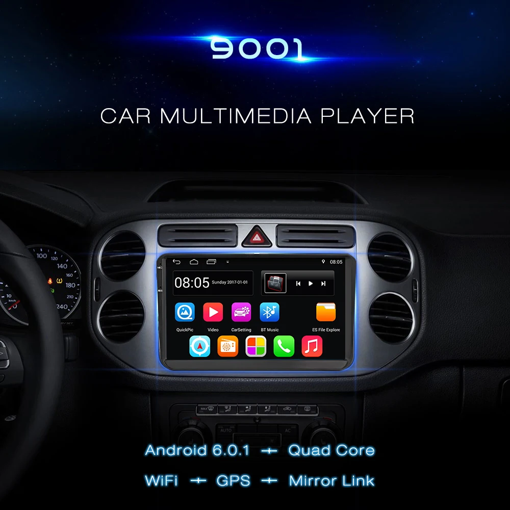 Zeepin 9001 Android 6.0.1 Автомобильный Мультимедийный Плеер 1080 P Сенсорный экран quad core 9