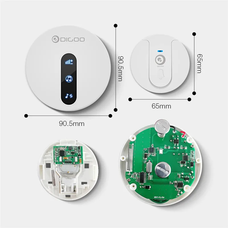 DIGOO DG-SD10 SD10 передатчик автономный Водонепроницаемый дверной звонок EU/US/UK вилка раздвижная КНОПКА 58 мелодий дверной Звонок