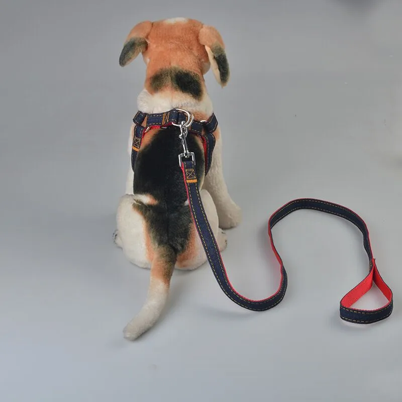 

FE23 New arrival denim pet dog harness and leashes set free shipping