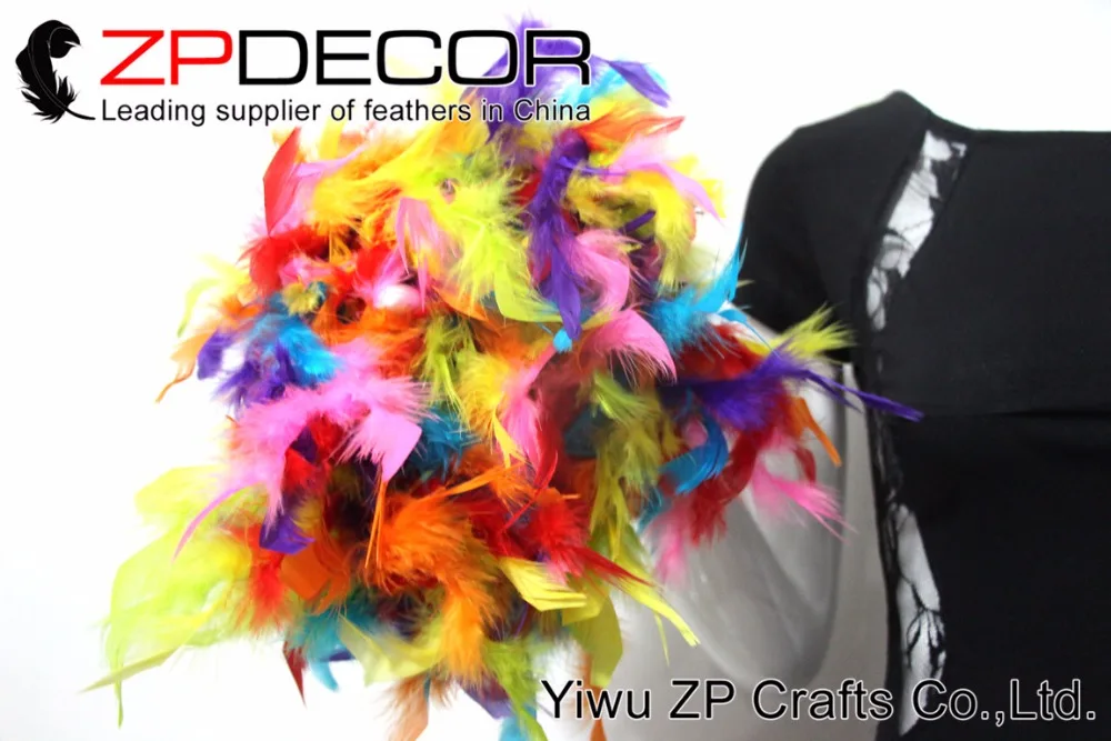 

ZPDECOR 10yards/lot 40gram Hot Sale Good Quality Dyed Colorful Turkey Chandelle Feather Boa for Carnival Decoration