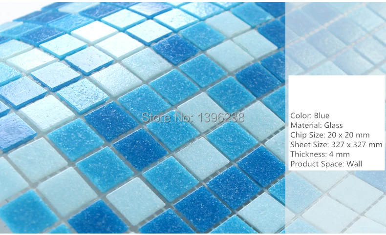 

Mediterranean Blue Glass Mosaic Tiles Kitchen bathroom Swimming pool Garden Balcony Exterior Wallpaper Sticker DIY Decor,LSHM07