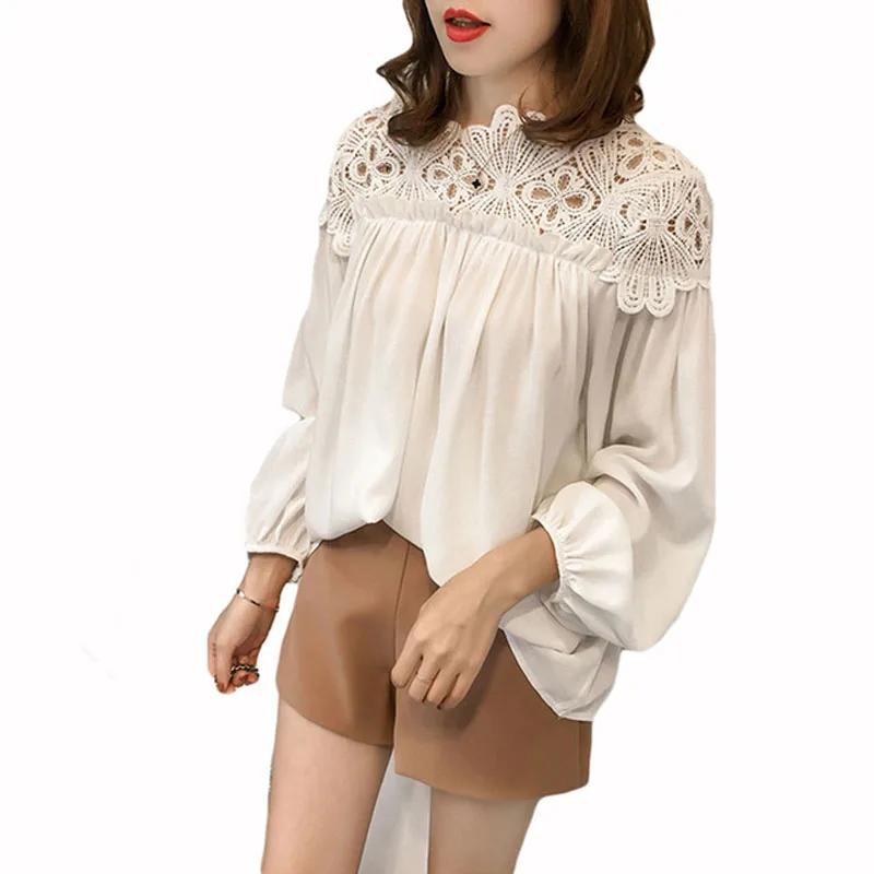 Женская одежда больших размеров 2018 шифоновая блузка с длинным рукавом женские