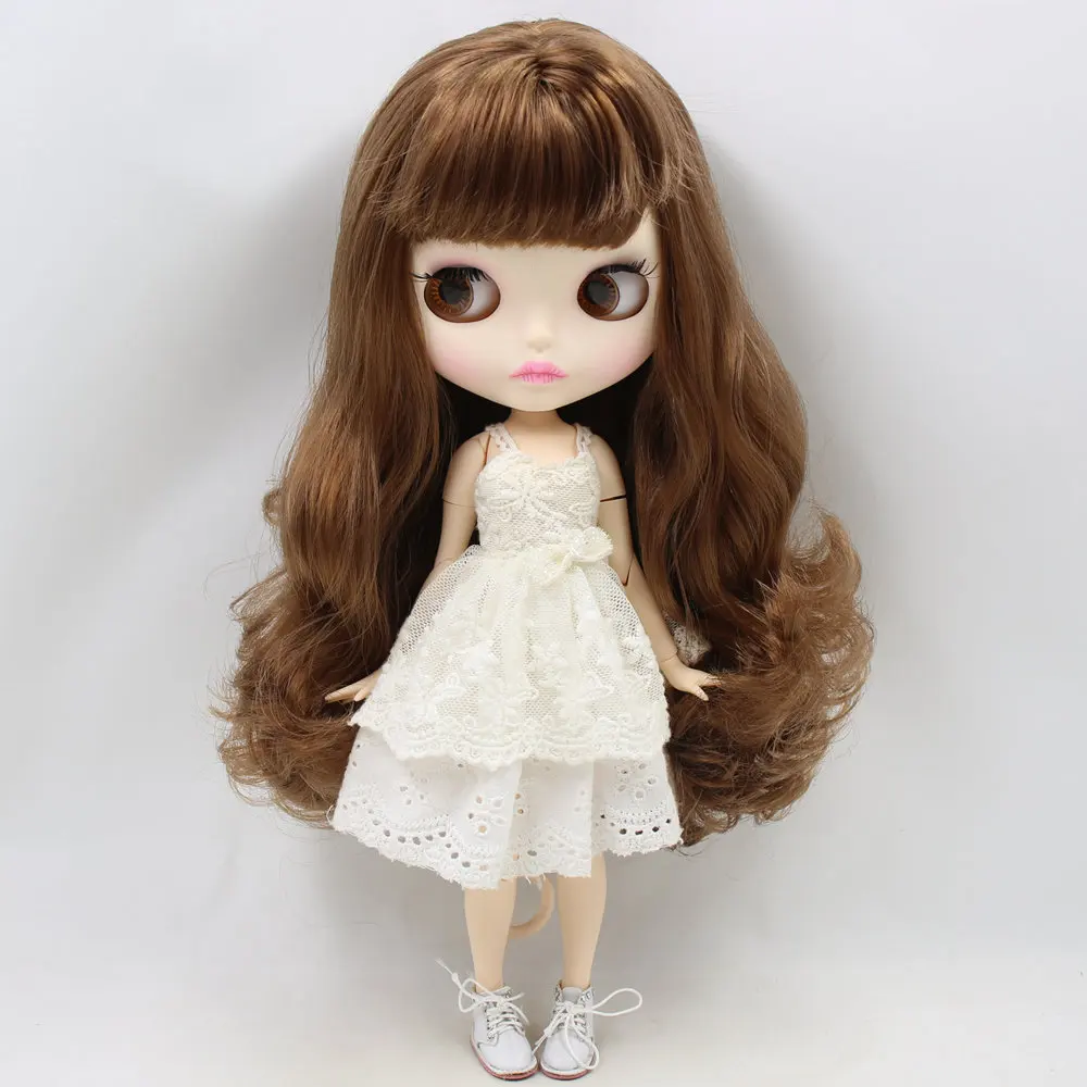 ICY Nude Blyth кукла для серии No. BL9158 коричневый волос резные губы матовое лицо шарнир