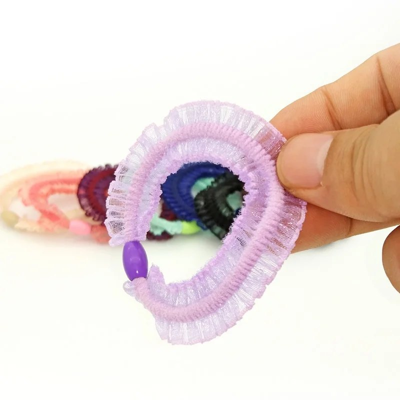 

Wholesale 8 Pcs/Lot Bead Lace Holders Elastics New Fashion Colours Girls' Rubberbands Tie Gum Hair Accessories