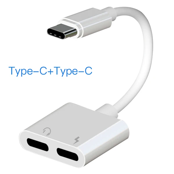 ACCEZZ usb type C адаптер для быстрой зарядки для Xiaomi huawei 3,5 мм разъем для наушников аудио Aux разъем двойной адаптер type-C - Цвет: Double Type-c