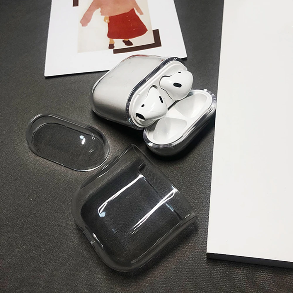 Прозрачный чехол жесткий милый защитный для AirPods футляр наушников|Аксессуары