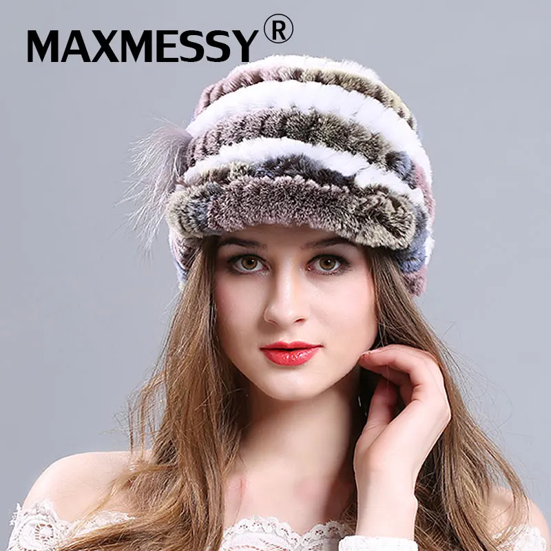 Maxmessy Для женщин зима кролик Мех животных шапка для Обувь девочек Натуральный мех