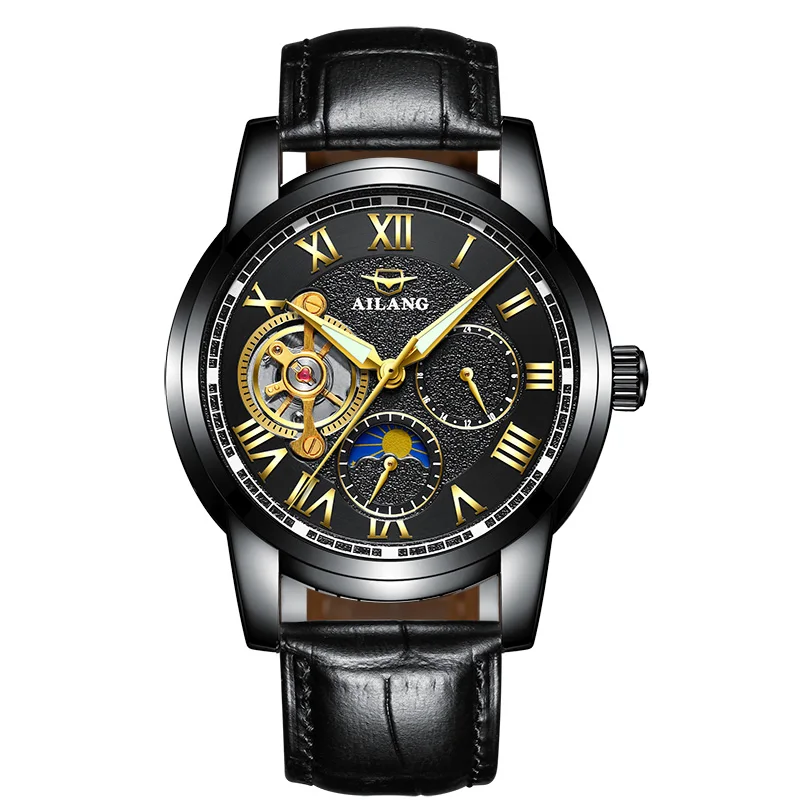 AILANG деловые часы Мужские автоматические светящиеся часы мужские Tourbillon водонепроницаемые механические часы Топ бренд relogio masculino - Цвет: 10