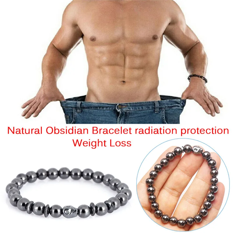 Браслет для магнитной терапии мужчин и женщин избавление от веса Череп черный