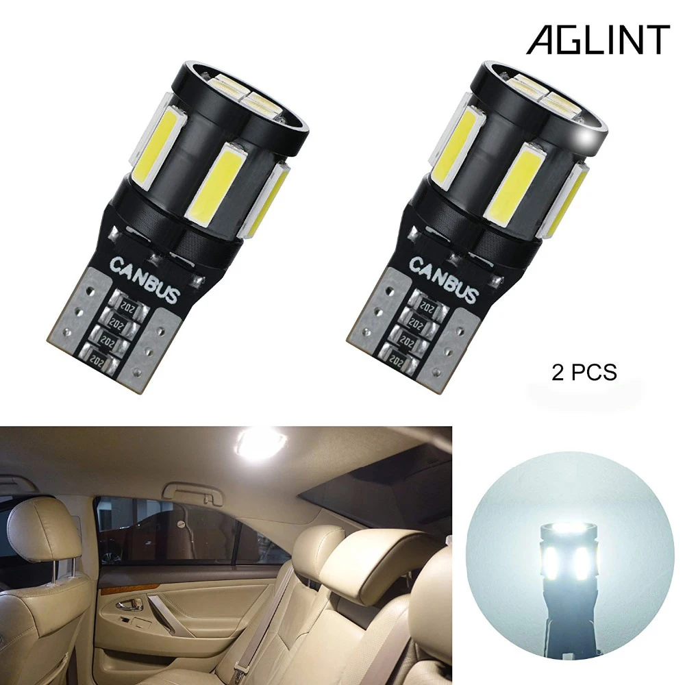 Автомобильная лампа AGLINT 2 шт. T10 боковая габаритная Лампа 194 168 W5W 10SMD 7020 3030 CANBUS