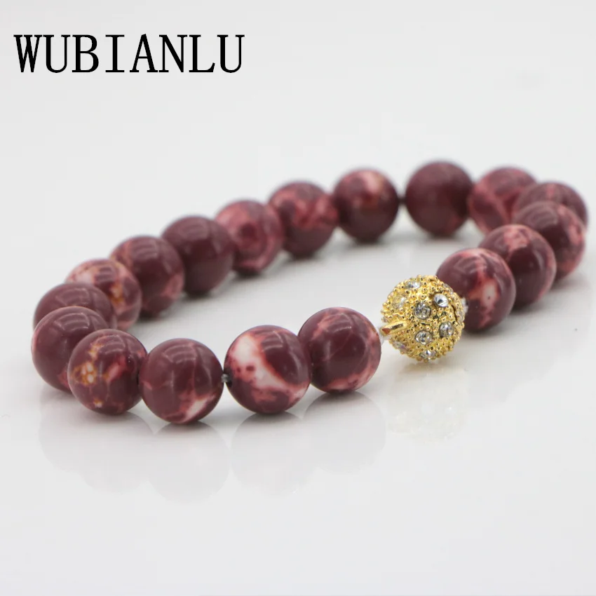 WUBIANLU новый дизайн морской осадочный бисер черный Лава камень браслет