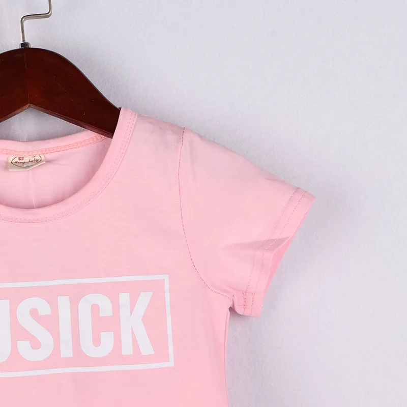 Girls Clothes Set Short Sleeve Pink Letter Shirt And White Organza Shorts With Bow Belt Unique Fashion Kids Girl's Sets | Детская