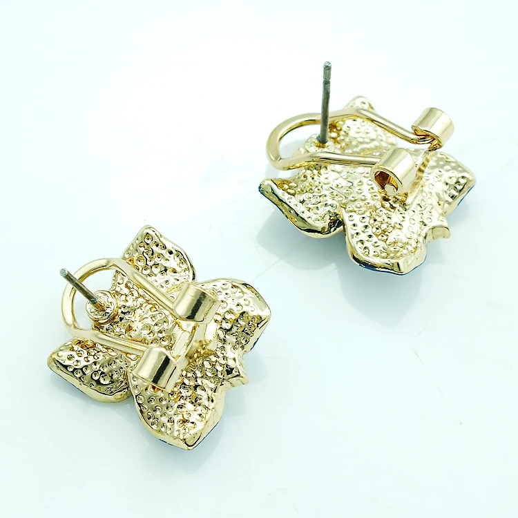 Новый трехмерный Серьги моды гламур синий камелии Серьги-гвоздики для Для женщин