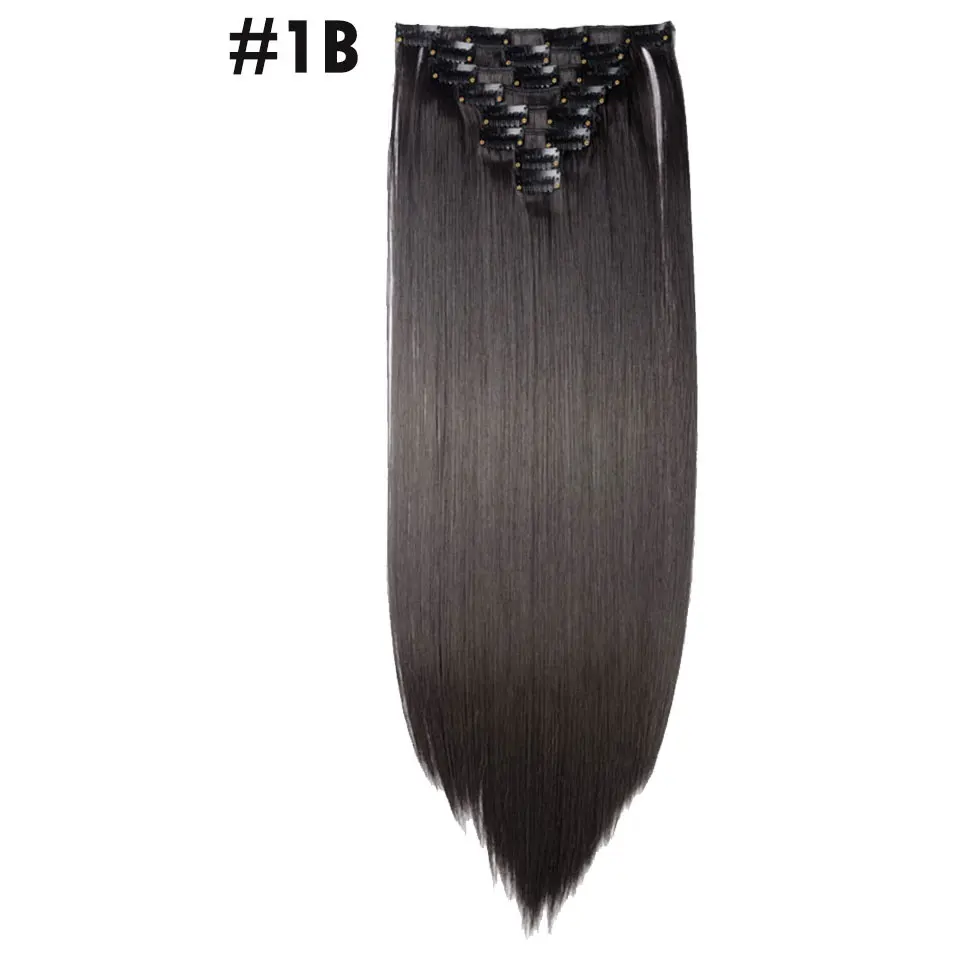 natural black SNOILITE 8 шт./компл. 2" заколка для волос 175 г прямые 18 зажимов в накладных укладках синтетические заколки для наращивания волос термостойкие - Цвет: natural black