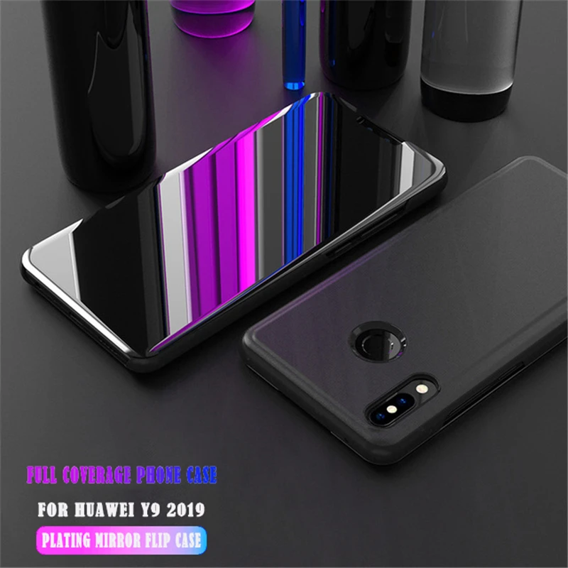 Прозрачный зеркальный кожаный чехол для Huawei Y5 Y7 Prime Y6 Y9 2018 P Smart Plus 2019 Honor 10 9 8 Lite 8A 8X