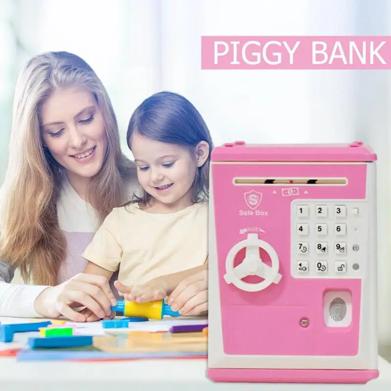 Electronic Piggy Bank ATM Password Money Box Cash Coins Saving Box ATM Bank Safe Box Automatic Deposit Banknote Christmas Gift