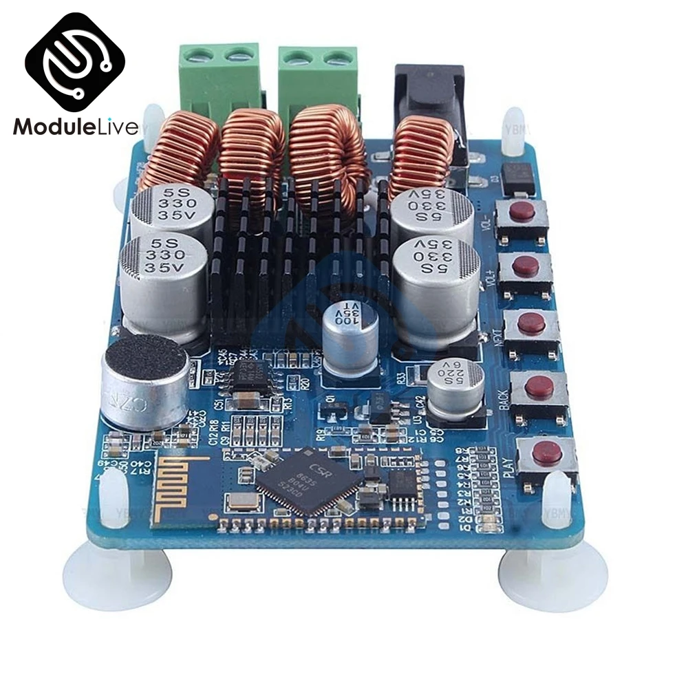 

Amplifiers TPA3116 50W* 2 Wireless Digital Receiver Amplifier Board Bluetooth 4.0 50W* 2 Audio Receiver With Mic