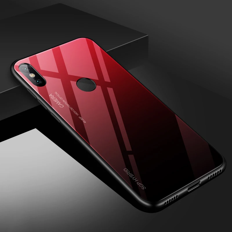 Роскошный градиентный стеклянный чехол для xiaomi mi a2 a1 8 se mi x 2s 2 note 3 чехол для xiaomi redmi 6 pro 6a 5 plus note 5a s2 Coque - Цвет: Red