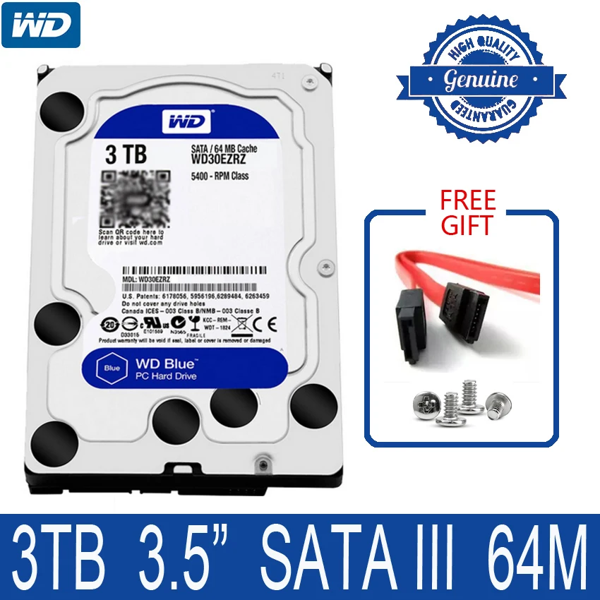 WD синий 3 ТБ внутренний жесткий диск 5 &quot5400 об/мин 64M Кэш SATA III 6 ГБ/сек. 3000 ГБ HDD HD