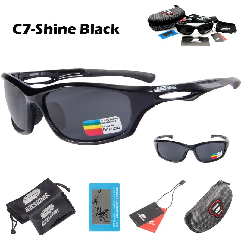 C7 Queshark мужские и женские поляризованные солнцезащитные очки, очки для велоспорта для езды на велосипеде, горная дорога, MTB, велосипедные очки для альпинизма, спортивные очки - Цвет: C7