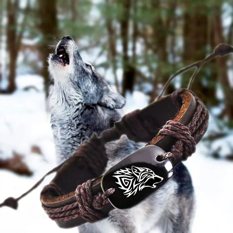 Браслет унисекс Roar Wolf с животными тканый ремешок кожаный браслет модный для