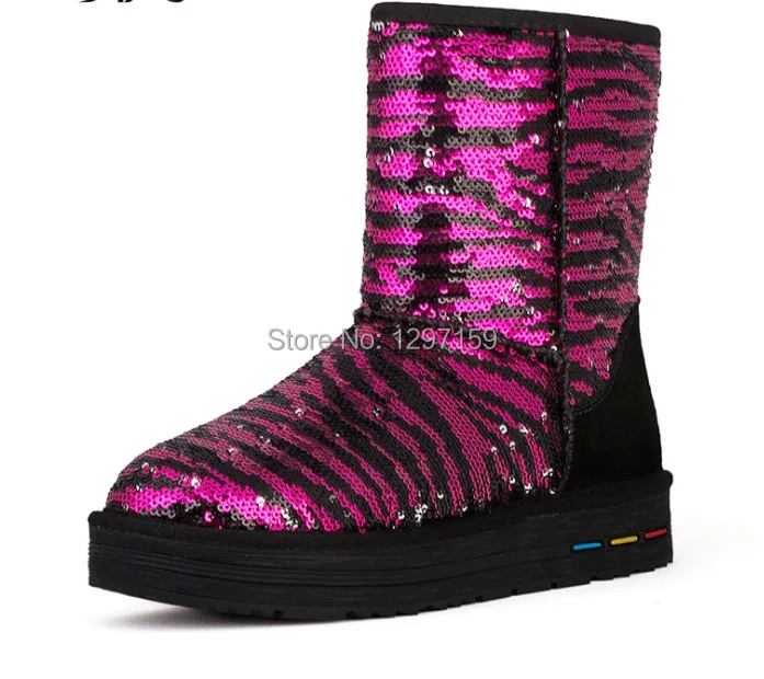 2015 Winter New Australia quality Women shoes Sequined Cloth waterproof boots calf-high rain first walk winter Boots snow | Обувь