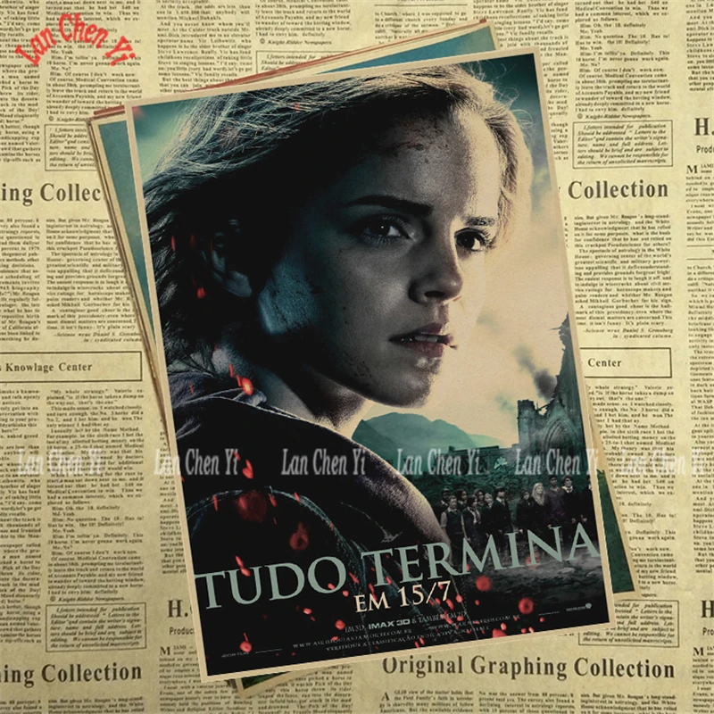 Фиолетовый Academy of Magic и Deathly Hallows классический фильм плакат на крафт-бумаге кафе творческие обои для интерьера - Цвет: Фиолетовый