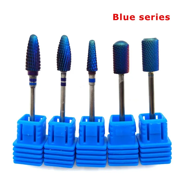 5PCSBlueSeries HYTOOS 5 шт./компл. Вольфрам карбида фрез для маникюра/педикюра 3/3" ротационных напильников из маникюрные наконечники Дрель аксессуары фреза удаляйте гель Инструмент - Цвет: 5PCSBlueSeries