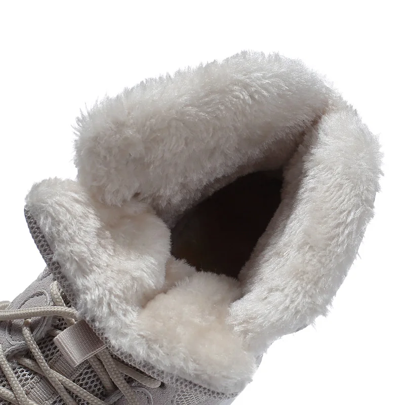 Winter Men Snow Boots Warm Fur Man Ankle Boots Lace-Up High Quality Thick Plush Winter Boots Plush Autumn Basic Work Shoes