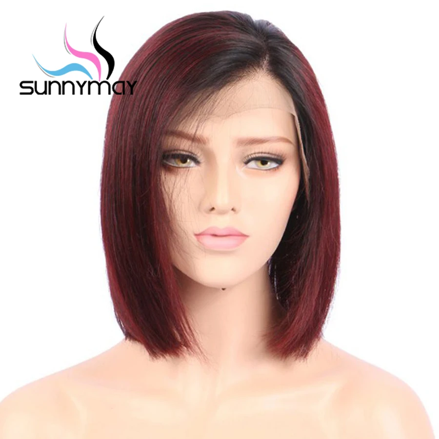 Sunnymay 150% Бургундия Омбре человеческие волосы парики предварительно выщипанные