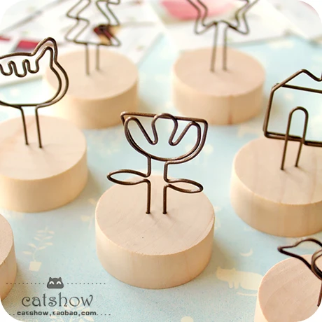 zakka retro photos show Creative Pastoral ornaments seat iron log message Clip Notes folder name card holder | Канцтовары для офиса