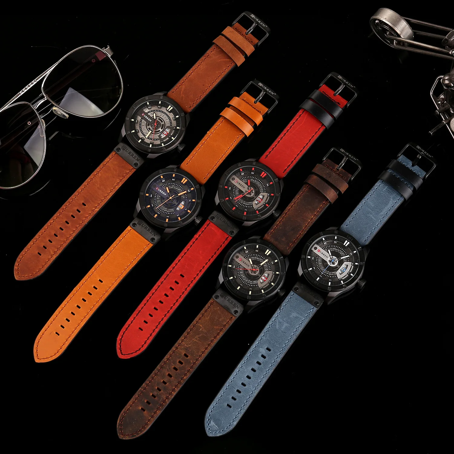 CURREN Top Brand Luxury Watches Men Display Date Leather Creative Quartz Wrist Watch Reloj mujeres relogio masculino horloge | Наручные