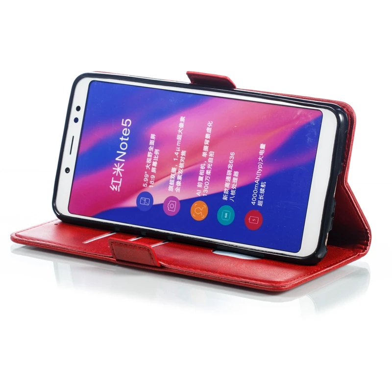 Кожаный чехол-книжка с подставкой для Xiaomi Redmi Note 5 | Мобильные телефоны и