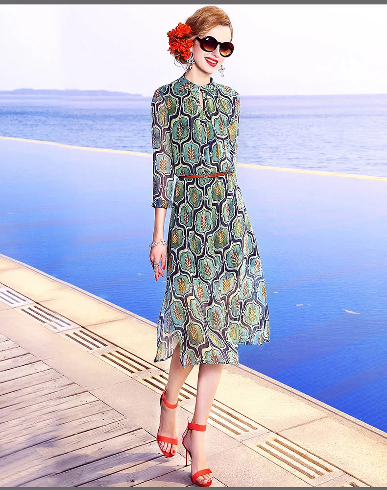 Элегантное женское повседневное модное платье с цветочным принтом свободное