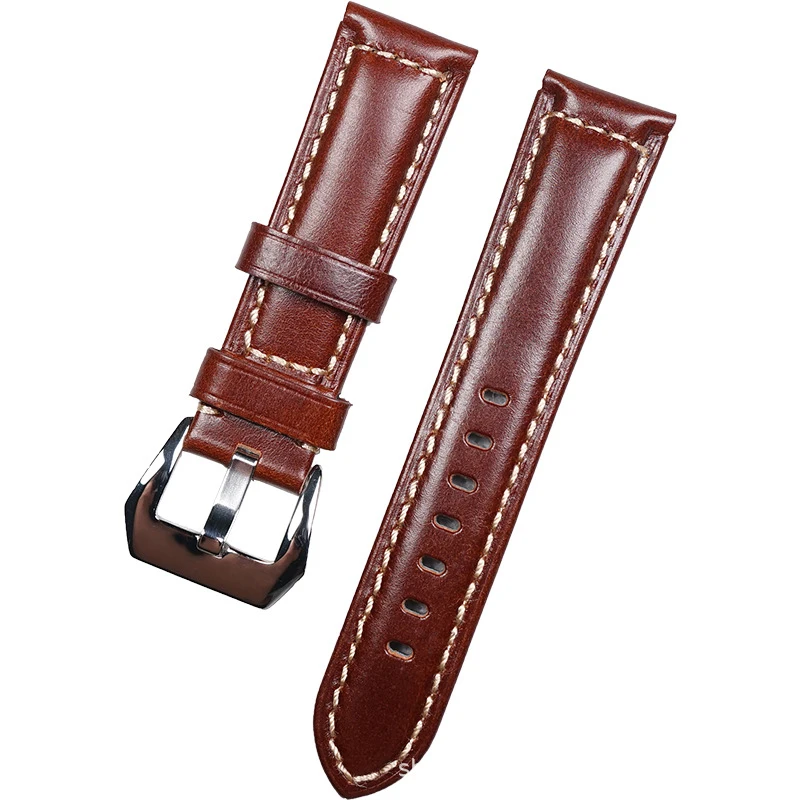 Новое поступление Винтажный ремешок для часов из натуральной кожи с серебряной