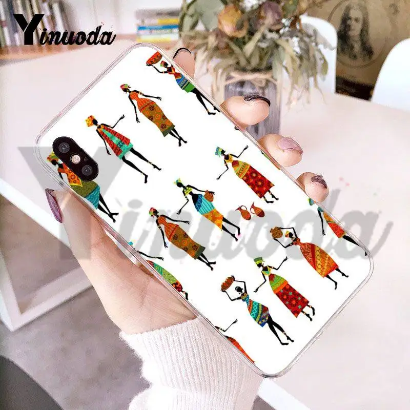 Прозрачный чехол Yinuoda для iphone 7 6 X африканские женские фигурки телефона iPhone 8 6S Plus 5
