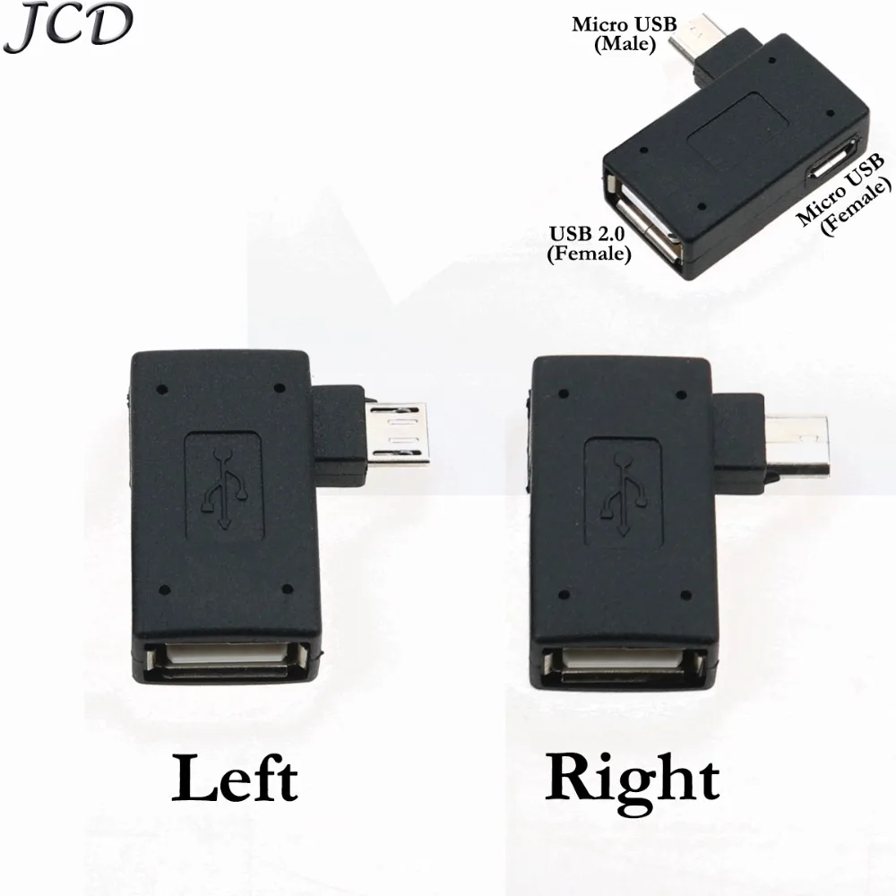 JCD 90 градусов левый/правый угловой Micro USB 2 0 хост адаптер OTG для сотового телефона