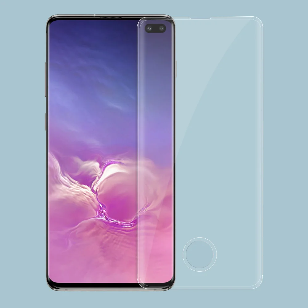 Серебристый PORTEFEUILLE Экран протектор отпечатков пальцев для samsung Galaxy S10 S10 E S10 Плюс Полный Изогнутые защиты закаленное Стекло крышка пленки - Цвет: Серебристый