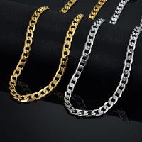 hip hop 7mm chains for women men jewelry wholesale colar gold color stainless steel cuban link chain necklace 574 2