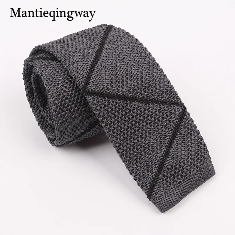 Mantieqingway узкие Вязаные Галстуки для мужчин узкий вязаный мужской полосатый