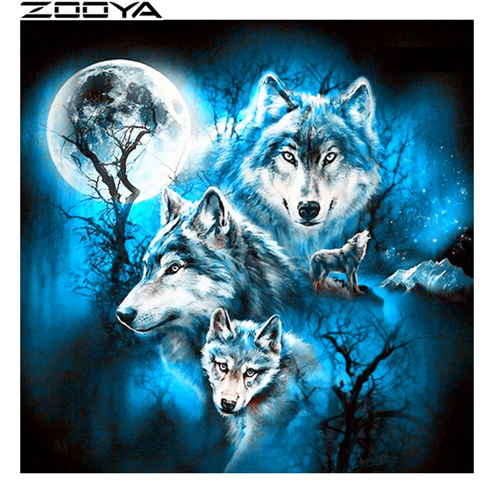 Zooya diamond Вышивка 5D DIY рукоделие Полный Дрель Алмаз живопись волки животных пейзаж