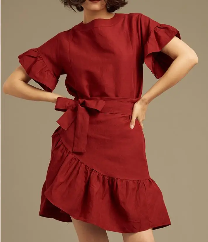 Новинка 2020 Женская фотография с оборками модель 16991|pleated dress|dress dress dressruffle sleeve |