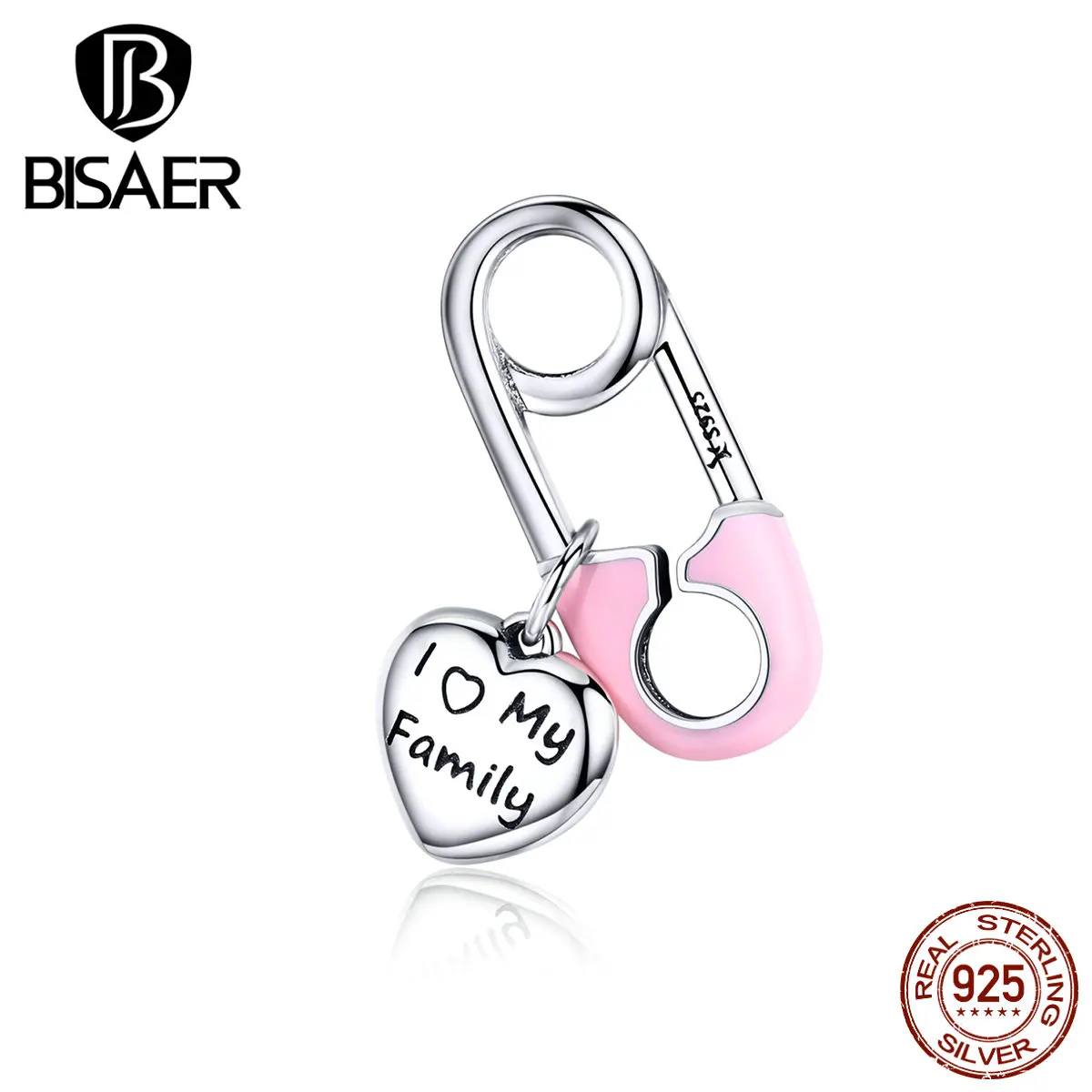 BISAER, семейный подарок, 925 пробы, серебряный, для семьи, любовь, семья, бусины, любовь, зажим, форма, талисманы, подходят для девочек, браслеты, сделай сам, ювелирное изделие ECC1145