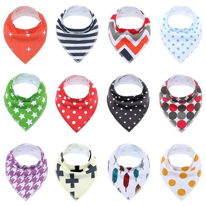 EGMAOBABY/12 шт., унисекс, горячая Распродажа, детская бандана, Слюнявчики с регулируемыми кнопками, Слюнявчики для слюни и прорезывания зубов, хлопок, подарочный набор, полезный для ребенка - Цвет: K120003
