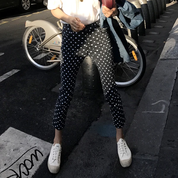 Женские облегающие джинсы с высокой талией карандаш в горошек 2019|dot jeans|pencil jeansjeans