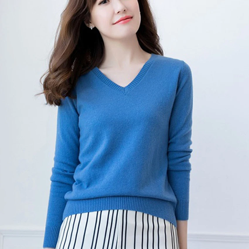 

Women Sweater 2019 Spring 11Colors 100% Pure Cashmere Knitwear Hot Sale High Quality Oneck Pullover Female Standard Clothes Tops