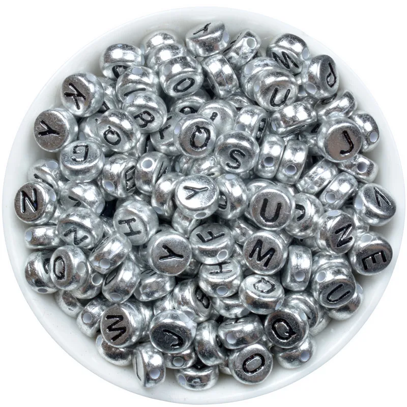 200 шт. акриловые бусины для бижутерии 7 мм|alphabet letter beads|letter beadsbeads for jewelry making |