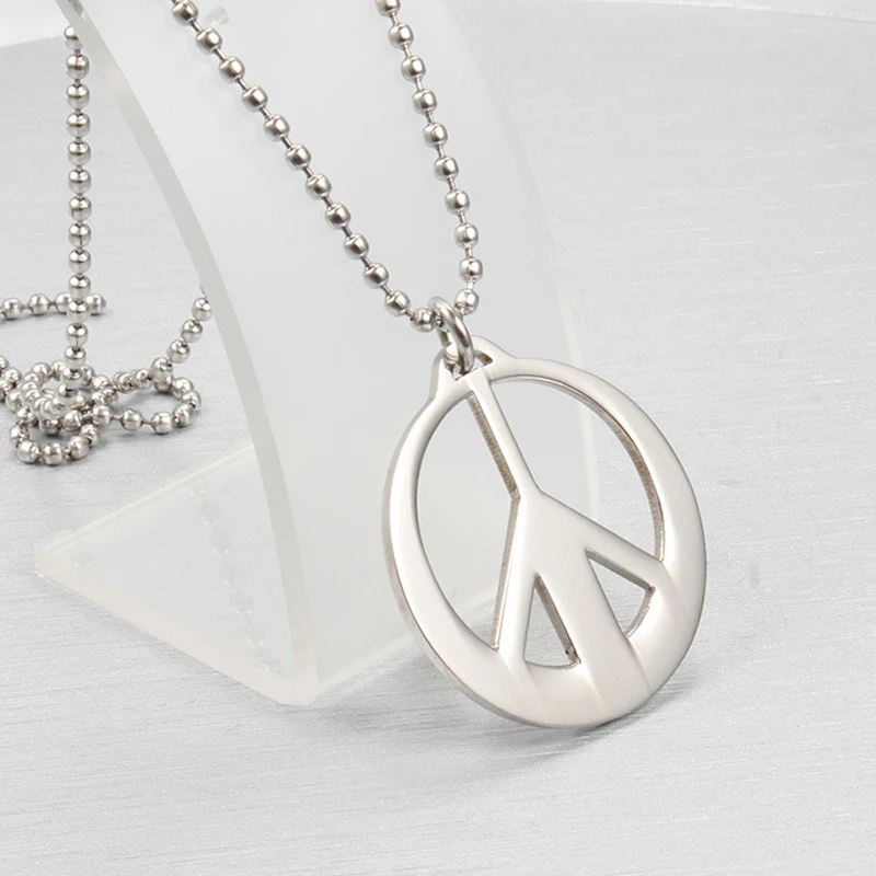 Кулон с символом мира ожерелье из нержавеющей стали радужные стразы колье для
